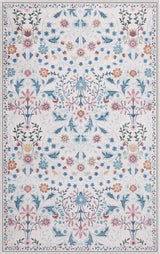Norvyn Art Nouveau Floral Border Machine-washable Area Rug