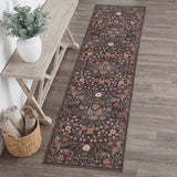Norvyn Art Nouveau Floral Border Machine-washable Area Rug