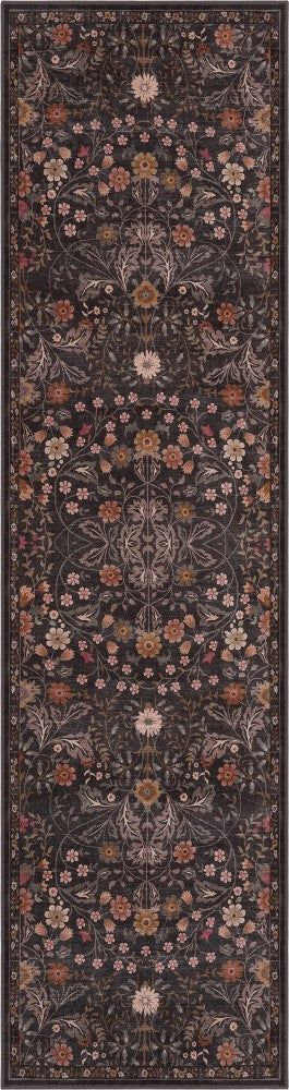 Norvyn Art Nouveau Floral Border Machine-washable Area Rug