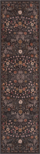 Norvyn Art Nouveau Floral Border Machine-washable Area Rug