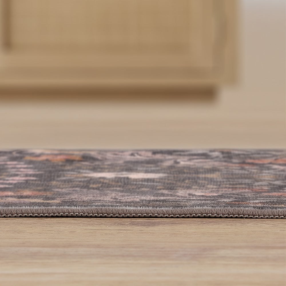 Norvyn Art Nouveau Floral Border Machine-washable Area Rug
