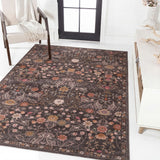 Norvyn Art Nouveau Floral Border Machine-washable Area Rug