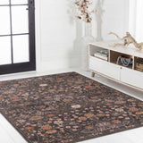 Norvyn Art Nouveau Floral Border Machine-washable Area Rug