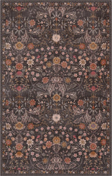 Norvyn Art Nouveau Floral Border Machine-washable Area Rug