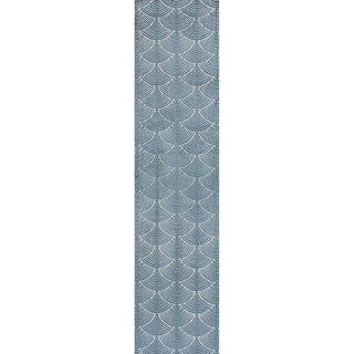 Bhavya Geometric Art Deco Fan Pattern High-low Area Rug