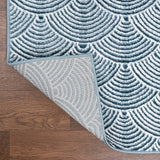 Bhavya Geometric Art Deco Fan Pattern High-low Area Rug