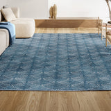 Bhavya Geometric Art Deco Fan Pattern High-low Area Rug