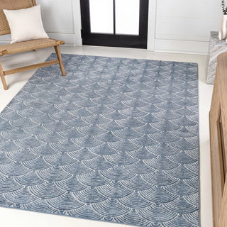 Bhavya Geometric Art Deco Fan Pattern High-low Area Rug
