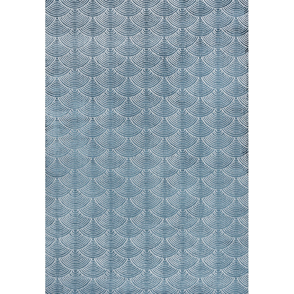 Bhavya Geometric Art Deco Fan Pattern High-low Area Rug