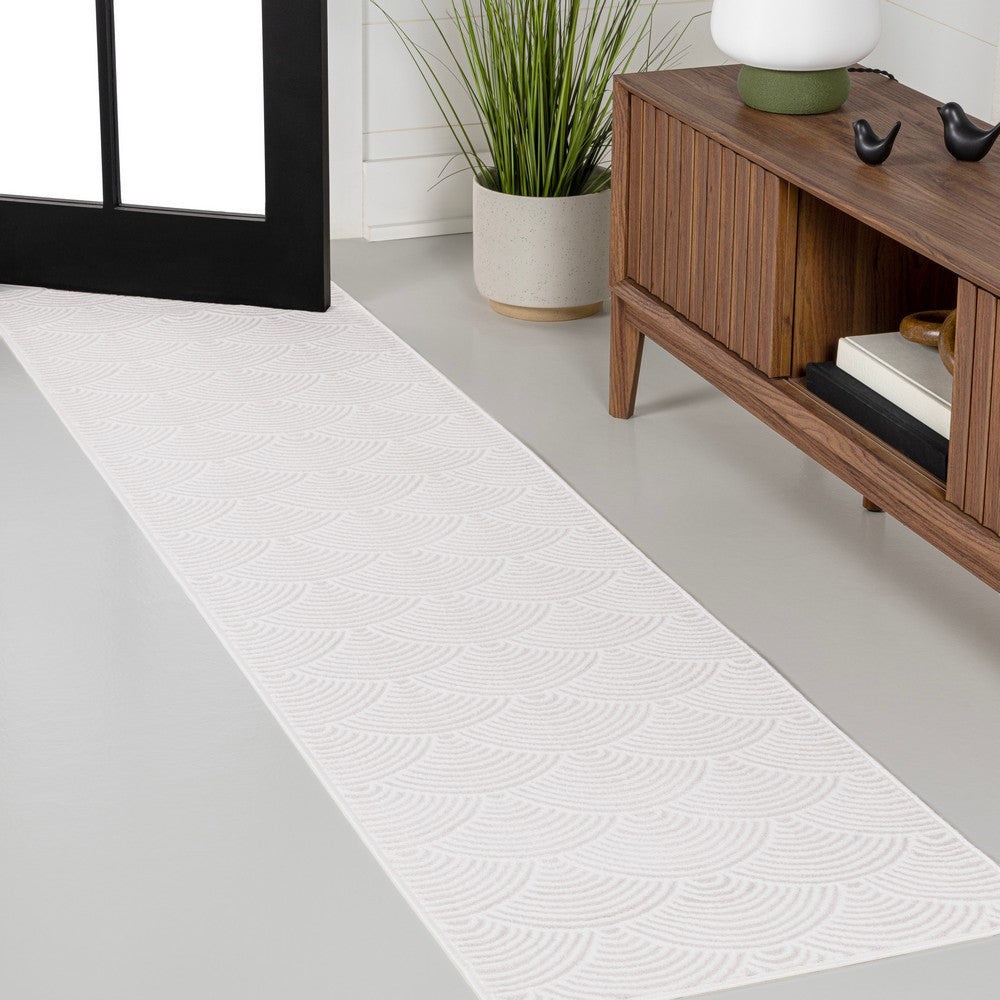 Bhavya Geometric Art Deco Fan Pattern High-low Area Rug