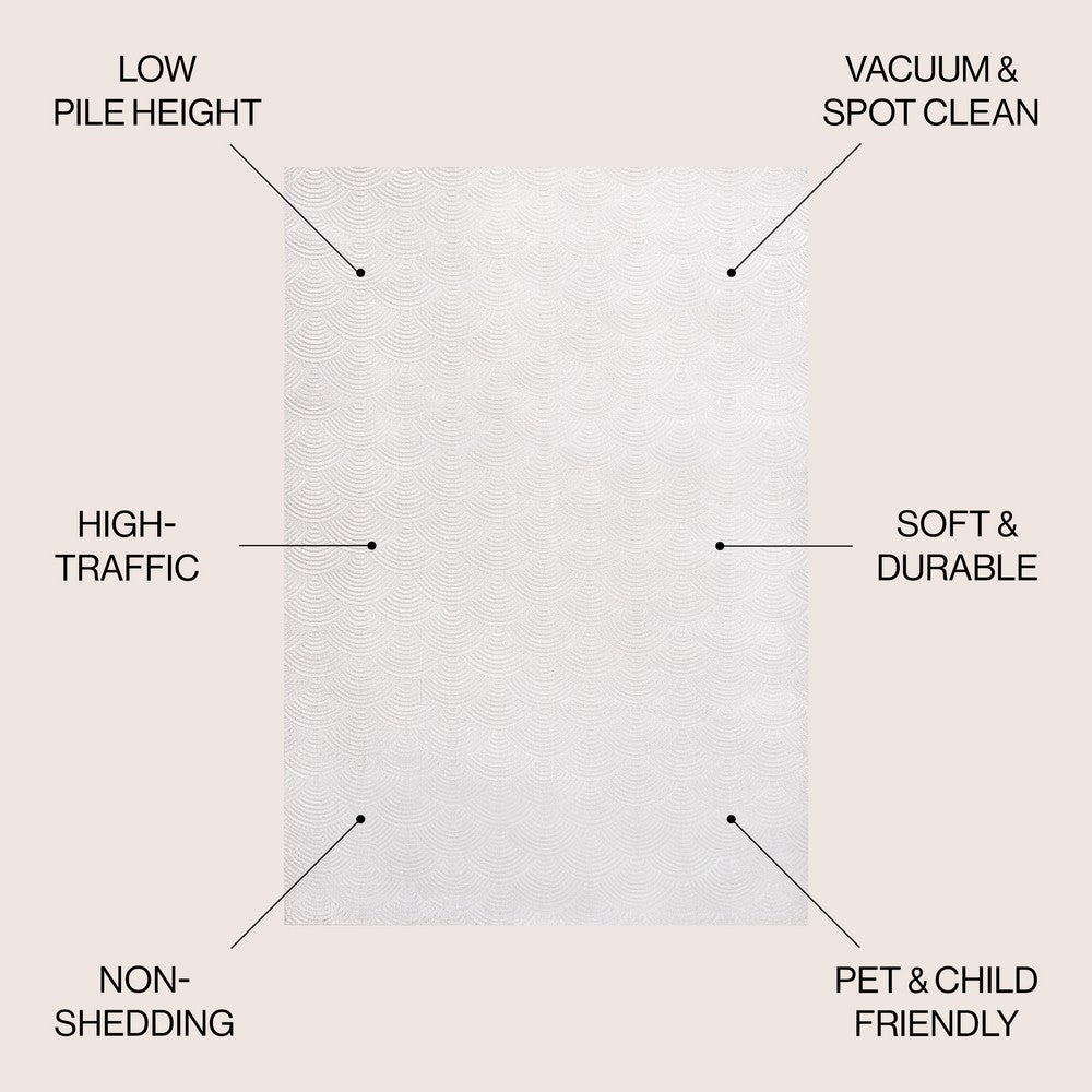 Bhavya Geometric Art Deco Fan Pattern High-low Area Rug