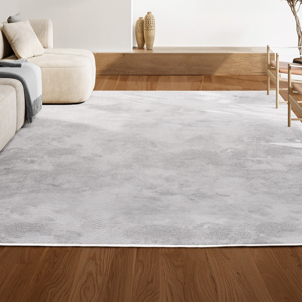 Bhavya Geometric Art Deco Fan Pattern High-low Area Rug