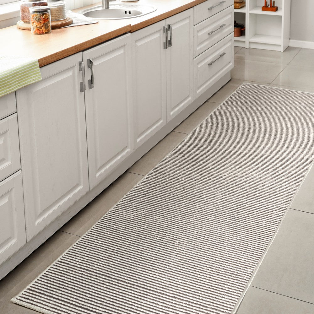 Marlo Modern Minimalist Pinstripe High-low Area Rug