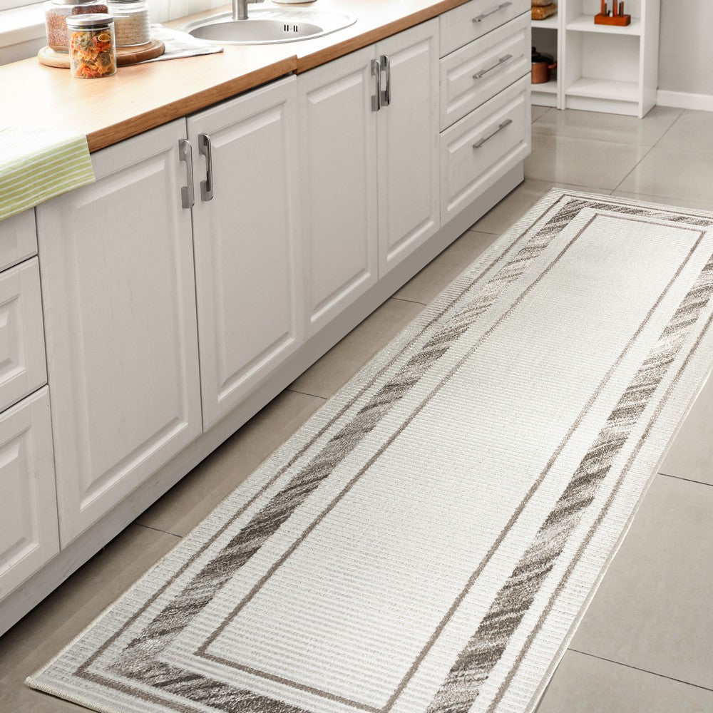 Verano Classic Border Marble Pattern High-low Area Rug