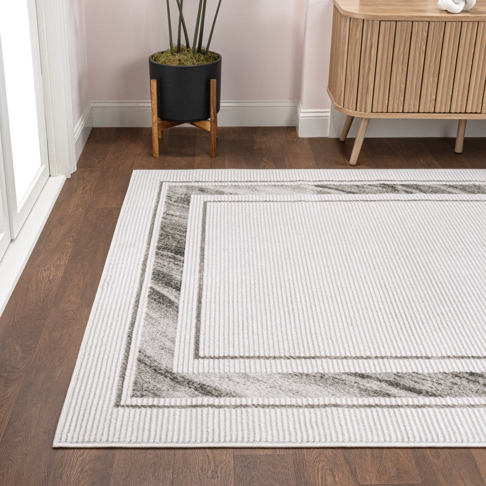 Verano Classic Border Marble Pattern High-low Area Rug