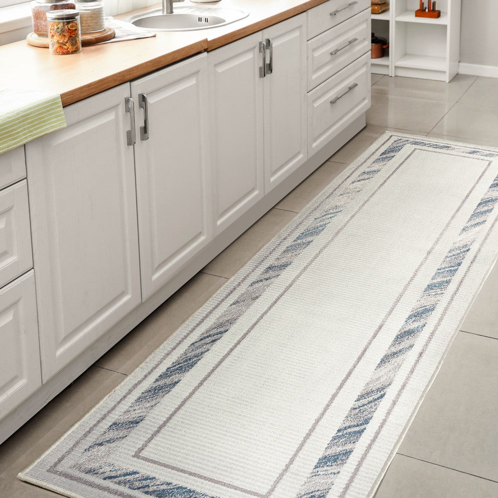 Verano Classic Border Marble Pattern High-low Area Rug