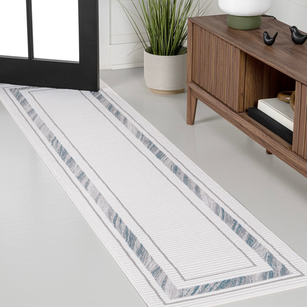 Verano Classic Border Marble Pattern High-low Area Rug