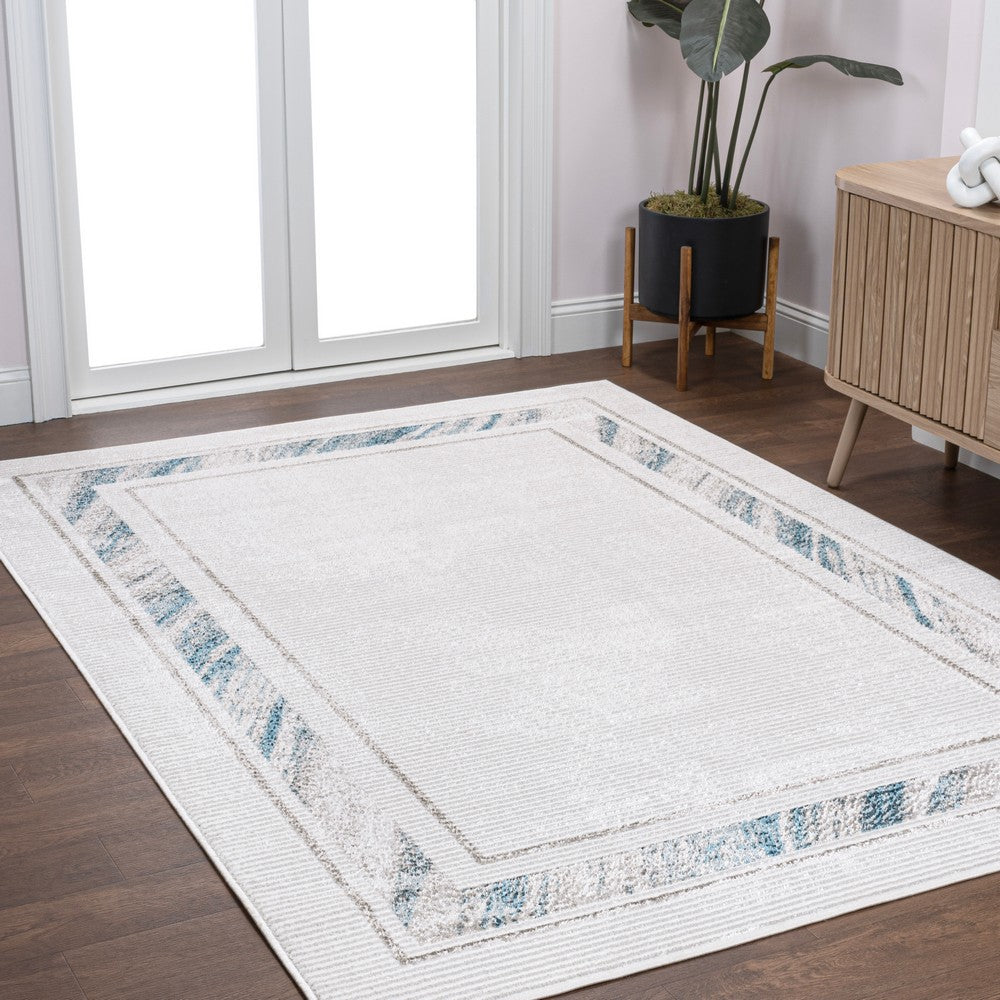 Verano Classic Border Marble Pattern High-low Area Rug