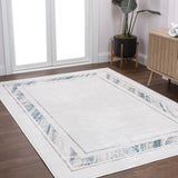 Verano Classic Border Marble Pattern High-low Area Rug