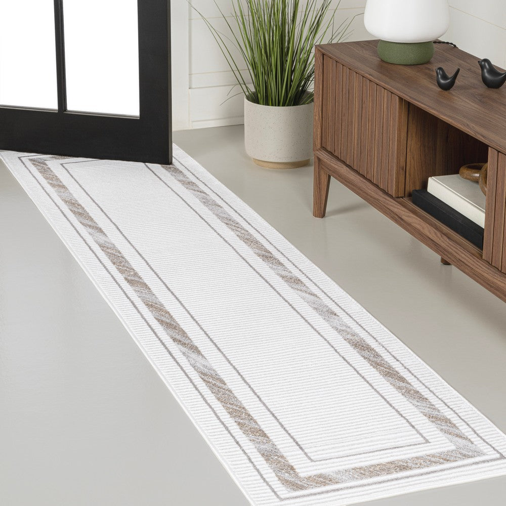 Verano Classic Border Marble Pattern High-low Area Rug