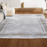 Verano Classic Border Marble Pattern High-low Area Rug