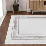 Verano Classic Border Marble Pattern High-low Area Rug