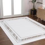 Verano Classic Border Marble Pattern High-low Area Rug