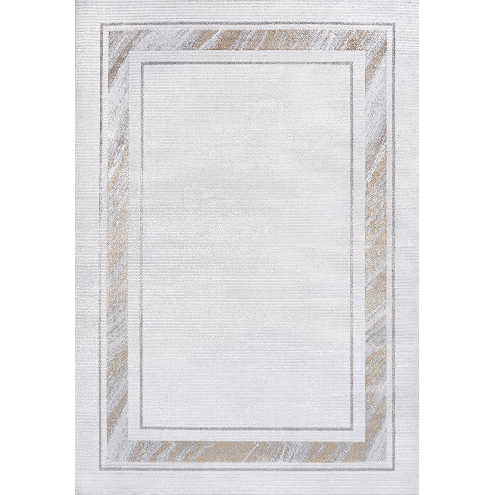 Verano Classic Border Marble Pattern High-low Area Rug
