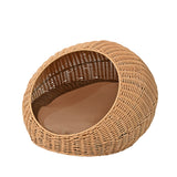 Fiora 19.5" x 18" Modern Circular Faux Wicker Pet Bed with Machine-Washable Cushion