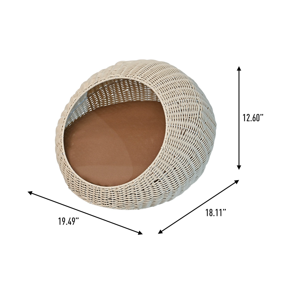 Fiora 19.5" x 18" Modern Circular Faux Wicker Pet Bed with Machine-Washable Cushion