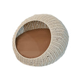 Fiora 19.5" x 18" Modern Circular Faux Wicker Pet Bed with Machine-Washable Cushion