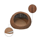 Fiora 19.5" x 18" Modern Circular Faux Wicker Pet Bed with Machine-Washable Cushion