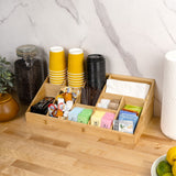 Glow 18 in. W x 9.5 in. D x 6.5 in. H Minimalist Handcrafted Bamboo Cup and Condiment Station
