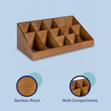 Glow 18 in. W x 9.5 in. D x 6.5 in. H Minimalist Handcrafted Bamboo Cup and Condiment Station