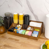 Glow 18 in. W x 9.5 in. D x 6.5 in. H Minimalist Handcrafted Bamboo Cup and Condiment Station
