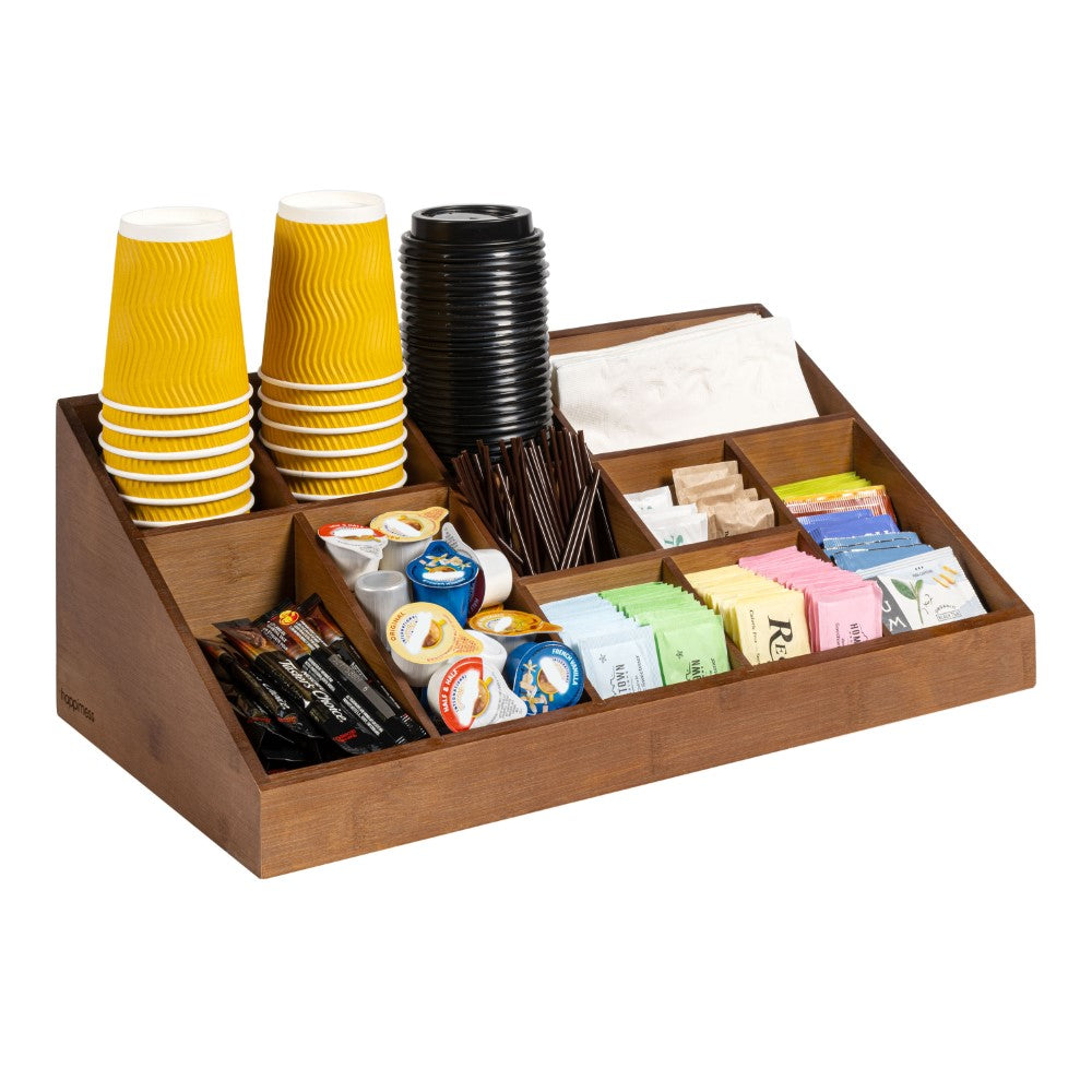 Glow 18 in. W x 9.5 in. D x 6.5 in. H Minimalist Handcrafted Bamboo Cup and Condiment Station