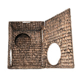 Sanware 18" Modern Classic 2-Tier Handwoven Hyacinth Rectangular 5-Hole Cat Condo with 2 Machine-Washable Cushions