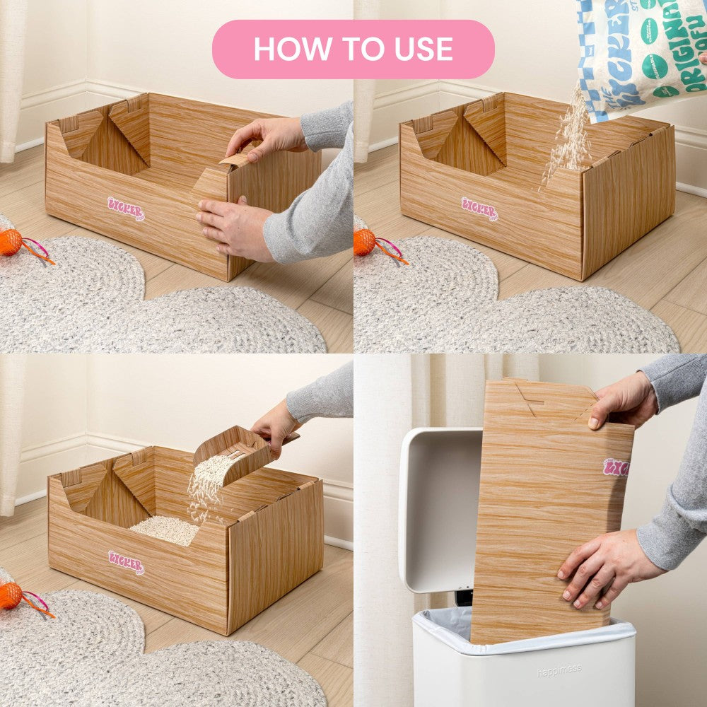 Pawsie 17" Modern Waterproof Disposable Cardboard Cat Litter Box with Scoop
