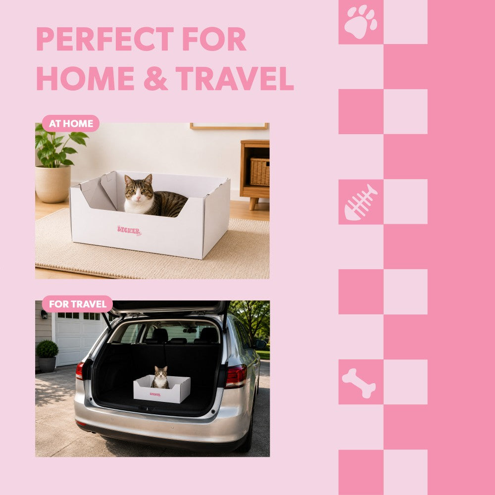 Pawsie 17" Modern Waterproof Disposable Cardboard Cat Litter Box with Scoop