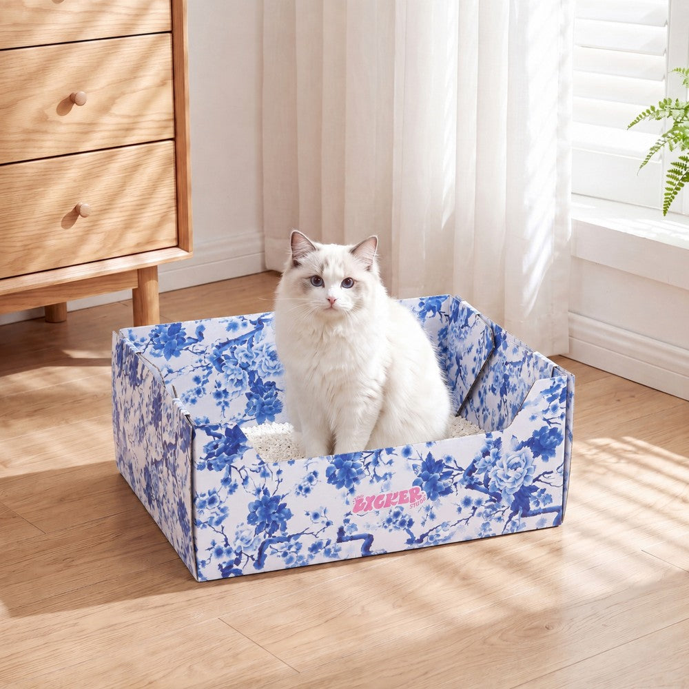 Pawsie 17" Modern Waterproof Disposable Cardboard Cat Litter Box with Scoop