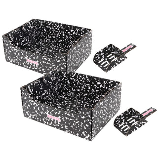 Pawsie 17" Modern Waterproof Disposable Cardboard Cat Litter Box with Scoop