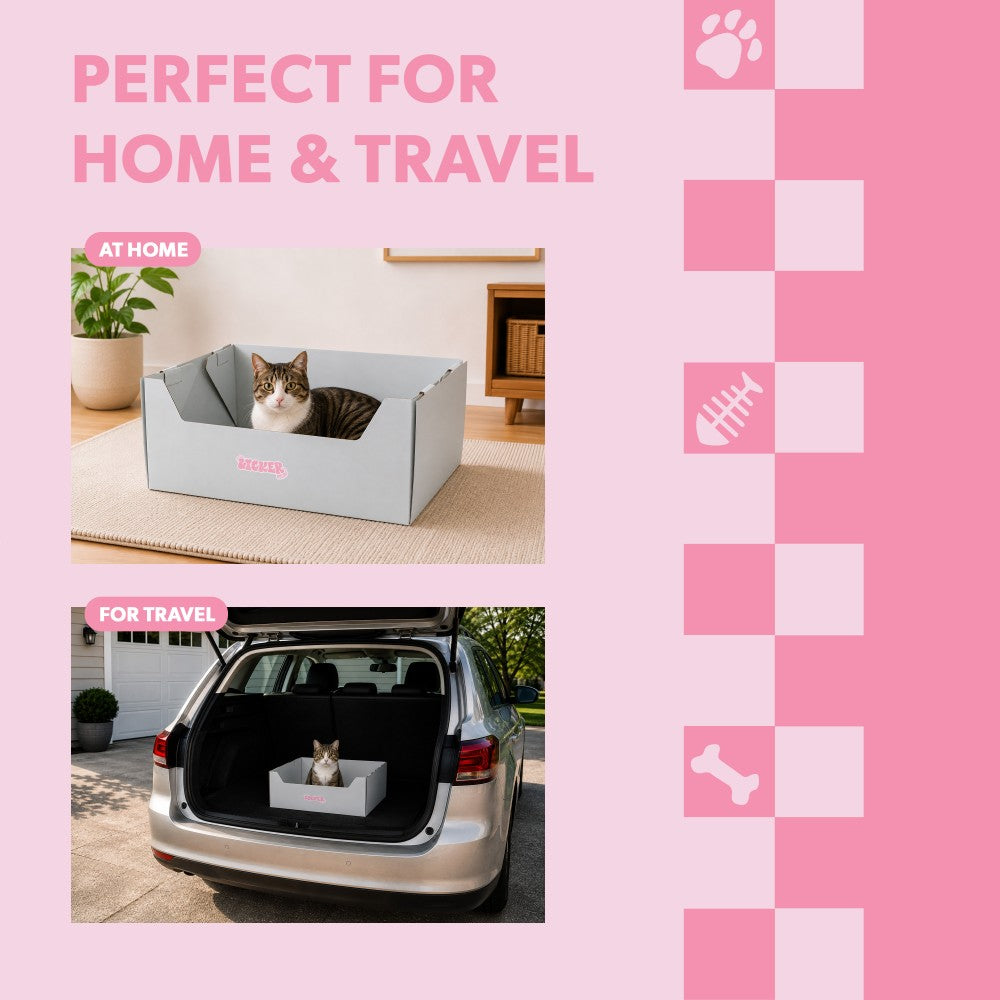 Pawsie 17" Modern Waterproof Disposable Cardboard Cat Litter Box with Scoop