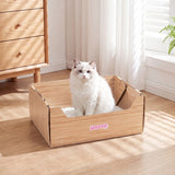 Pawsie 17" Modern Waterproof Disposable Cardboard Cat Litter Box with Scoop