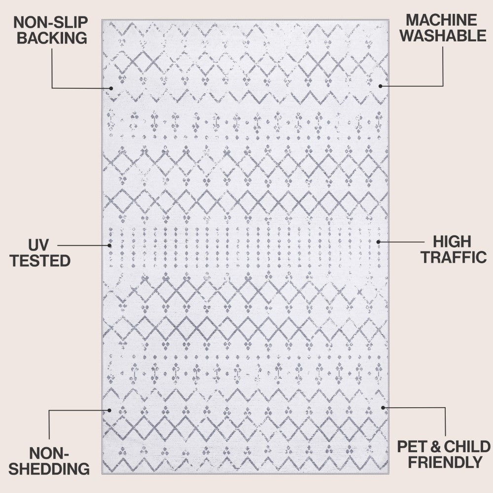 Selvino Moroccan Diamond Trellis Machine-washable Area Rug