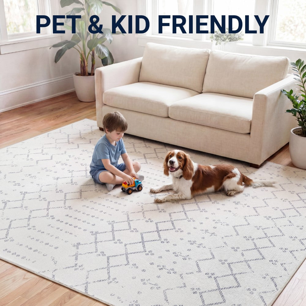 Selvino Moroccan Diamond Trellis Machine-washable Area Rug