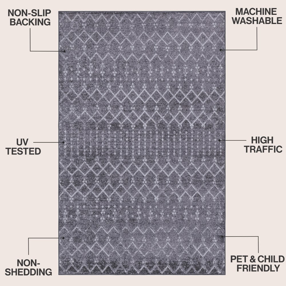 Selvino Moroccan Diamond Trellis Machine-washable Area Rug