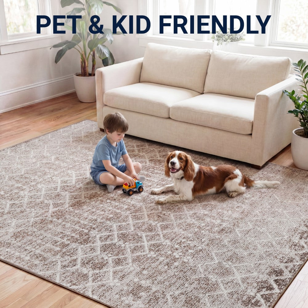 Selvino Moroccan Diamond Trellis Machine-washable Area Rug