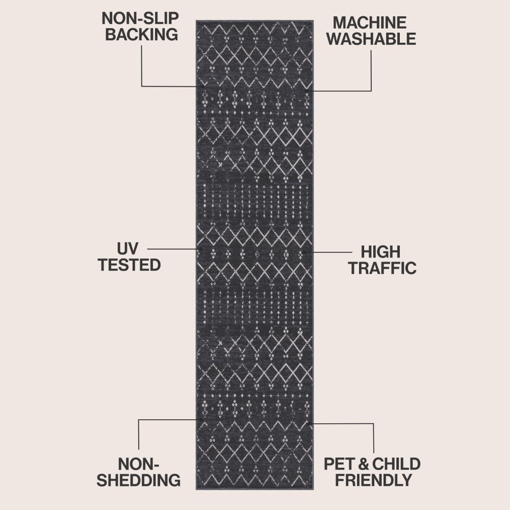 Selvino Moroccan Diamond Trellis Machine-washable Area Rug