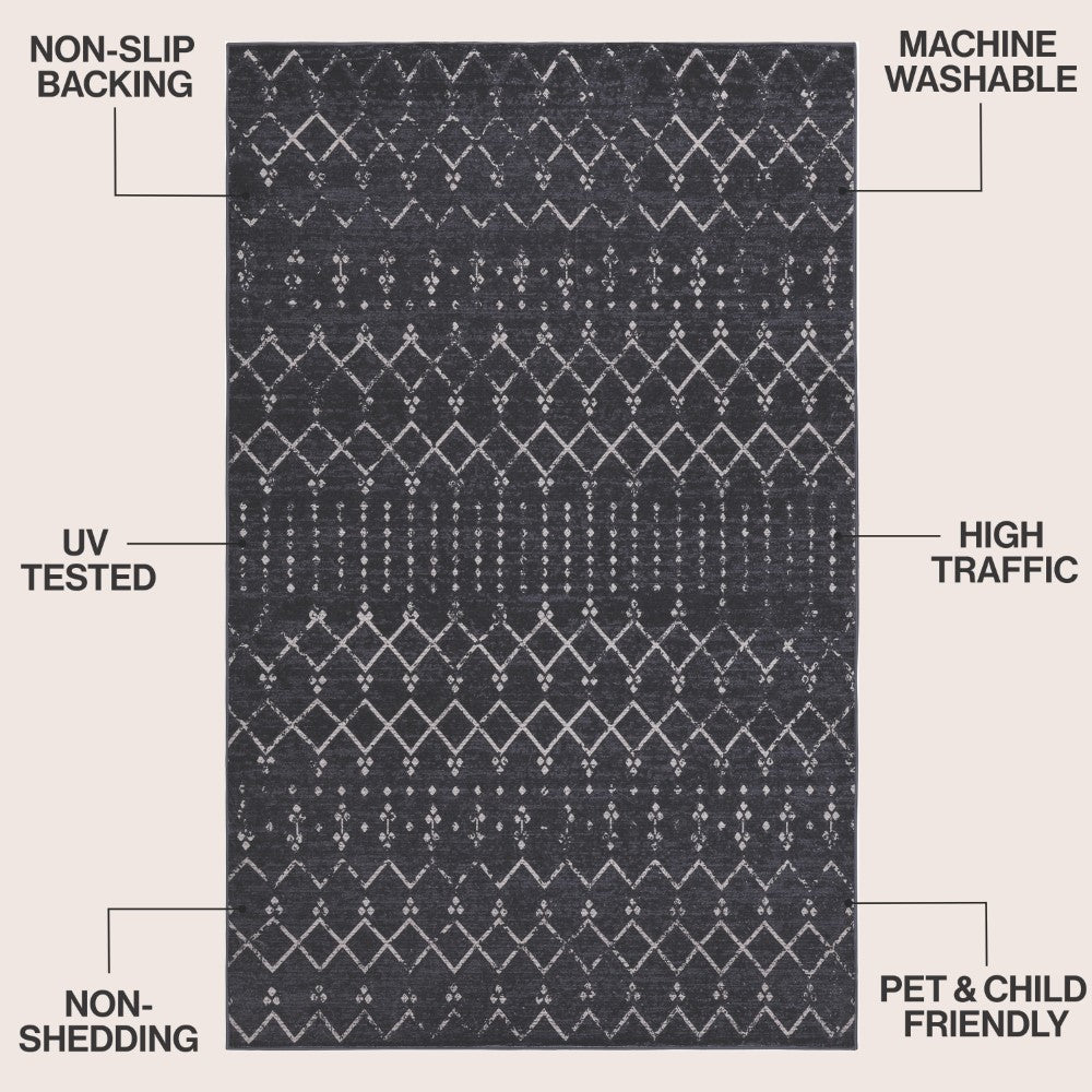 Selvino Moroccan Diamond Trellis Machine-washable Area Rug