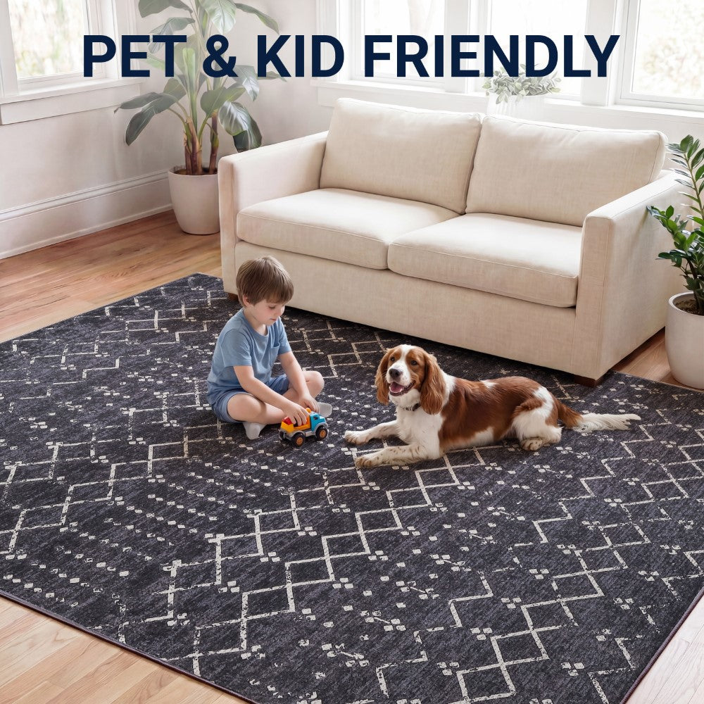 Selvino Moroccan Diamond Trellis Machine-washable Area Rug